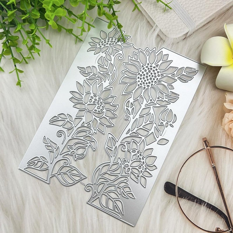 Lapoo Metal Cutting Die for Scrapbooking, 3D Backgrounds Frame New Cutting Dies DIY Album Card Making Decor Paper Craft Metal Die Cuts Party Wedding Decorations (Leaf-Turning Sunflower 7.2 x 5.2 in) - Image 4